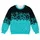 Turquoise And Black Floral Dots For Casual Walks And Relaxed Weekend Wear All-over Print Knitted Sweater - 4