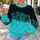 Turquoise And Black Floral Dots For Casual Walks And Relaxed Weekend Wear All-over Print Knitted Sweater - 5