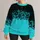 Turquoise And Black Floral Dots For Casual Walks And Relaxed Weekend Wear All-over Print Knitted Sweater - 1