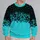 Turquoise And Black Floral Dots For Casual Walks And Relaxed Weekend Wear All-over Print Knitted Sweater - 2