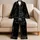 Celestial Black Cat Moonlit Lounge Wear for Cozy Home Nights, Gifts for Cat Fans Satin Pajamas Set - 5