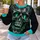 Neon Teal Skull Face for Halloween Fitness, Gym Sessions and Nightlife Style for Men All-over Print Knitted Sweater - 7