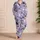 Cat And Houseplant Lavender Theme For Cozy Home Evenings And Gift Giving For Women Satin Pajamas Set - 4