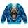 Glowing Skull With Electric Blue Flames for Halloween and Alternative Style Fans All-over Print Knitted Sweater - 4