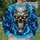 Glowing Skull With Electric Blue Flames for Halloween and Alternative Style Fans All-over Print Knitted Sweater - 6