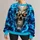 Glowing Skull With Electric Blue Flames for Halloween and Alternative Style Fans All-over Print Knitted Sweater - 1
