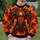 Fierce Horned Armored Demon Amid Flames for Halloween Nights and Fantasy Art Fans All-over Print Knitted Sweater - 6