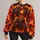 Fierce Horned Armored Demon Amid Flames for Halloween Nights and Fantasy Art Fans All-over Print Knitted Sweater - 1