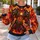 Fierce Horned Armored Demon Amid Flames for Halloween Nights and Fantasy Art Fans All-over Print Knitted Sweater - 5