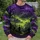 Purple Green Graveyard Scene for Halloween Parties and Spooky Night Out All-over Print Knitted Sweater - 8