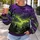 Purple Green Graveyard Scene for Halloween Parties and Spooky Night Out All-over Print Knitted Sweater - 7