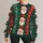 Classic Santa Face Holiday Party Style with Red Green Snowfall Cheer for Men and Friends All-over Print Knitted Sweater - 1