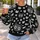 Monochrome Cat Faces for Back-to-School Days and Casual Everyday Campus Style All-over Print Knitted Sweater - 5