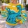 Playful Turquoise Dinosaur Adventure for Casual Youthful Weekend and Everyday Wear All-over Print Knitted Sweater - 7