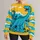 Playful Turquoise Dinosaur Adventure for Casual Youthful Weekend and Everyday Wear All-over Print Knitted Sweater - 3
