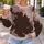 Dark Brown Spiderweb Motif for Autumn Streetwear and Everyday Casual Outfits Unisex All-over Print Knitted Sweater - 5