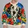 Dalmatian Face and Colorful Abstract Florals for Playful Everyday Style for Women All-over Print Knitted Sweater - 2