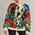 Dalmatian Face and Colorful Abstract Florals for Playful Everyday Style for Women All-over Print Knitted Sweater - 1
