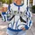 White And Blue Futuristic Pilot Outfit For Cosplay And Halloween Couples All-over Print Knitted Sweater - 5