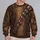 Brown Furry Space Adventurer Strap Look for Halloween Cosplay Gift for Him All-over Print Knitted Sweater - 2