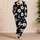 Vintage Minimalist Black Base White Daisy Blooms For Spring Summer Fall Women Style Satin Pajamas Set - 4