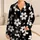 Vintage Minimalist Black Base White Daisy Blooms For Spring Summer Fall Women Style Satin Pajamas Set - 1
