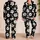 Vintage Minimalist Black Base White Daisy Blooms For Spring Summer Fall Women Style Satin Pajamas Set - 2