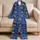 Cobalt Blue Construction Motif Bedtime Set For Boys Spring Summer Playroom Ready Satin Pajamas Set - 5