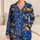 Cobalt Blue Construction Motif Bedtime Set For Boys Spring Summer Playroom Ready Satin Pajamas Set - 1