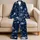 Navy Celestial Planet Bedroom Comfort For Cozy Winter Nights For Teens And Adults Satin Pajamas Set - 5