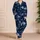 Navy Celestial Planet Bedroom Comfort For Cozy Winter Nights For Teens And Adults Satin Pajamas Set - 4