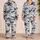 Grayscale Camouflage Streetwear For Summer Nights, Teen Gift, Urban Relaxed Wear Satin Pajamas Set - 2