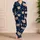Teddy Bear Moon And Star Bedtime Lounge Style For Teens, Cozy Navy Beige Evenings Satin Pajamas Set - 4