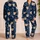 Teddy Bear Moon And Star Bedtime Lounge Style For Teens, Cozy Navy Beige Evenings Satin Pajamas Set - 2