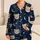 Teddy Bear Moon And Star Bedtime Lounge Style For Teens, Cozy Navy Beige Evenings Satin Pajamas Set - 1
