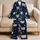 Teddy Bear Moon And Star Bedtime Lounge Style For Teens, Cozy Navy Beige Evenings Satin Pajamas Set - 5