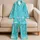 Aqua Coastal Shell Motifs for Summer Nights and Sleepovers, Teens and Tweens Gift Satin Pajamas Set - 5