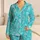 Aqua Coastal Shell Motifs for Summer Nights and Sleepovers, Teens and Tweens Gift Satin Pajamas Set - 1