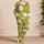 White Hibiscus Olive Tropic Style for Summer Nights and Coastal Getaways for Teen Girls Satin Pajamas Set - 4