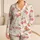 Ivory Cherry And Gold Bow Home Relaxation Look For Women Spring Summer At Home Wear Satin Pajamas Set - 1