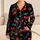 Deep Jet-Black Cherry Motif for Cozy Night-In Lounging, Giftable Style for Women Satin Pajamas Set - 1