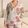 Ivory Tulip Blossoms for Spring Evenings, Soft Vintage Gift for Her in Rose Tones Satin Pajamas Set - 1