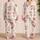 Ivory Tulip Blossoms for Spring Evenings, Soft Vintage Gift for Her in Rose Tones Satin Pajamas Set - 2