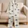 Soft Ivory Cobalt Eye Medallion Motif For Cozy Holiday Nights At Home, Women And Teens Satin Pajamas Set - 5