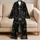 Cryptid Safari Midnight Lounge Style For Cozy At Home Nights Gift For Men And Women Satin Pajamas Set - 5