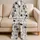 Black and White Puzzle Motif Cozy Evening Wear for Men With Bold Contrast At Home Satin Pajamas Set - 5