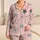 Blush Pink Star Motif Two-Piece Set for Cozy Autumn Nights and Gift Giving for Women Satin Pajamas Set - 1