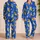 Cheeky Banana Characters on Cobalt Blue For Cozy Summer Bedtime For Kids Lounging Satin Pajamas Set - 2