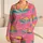 Retro Sunset Ocean Sleep Set For Summer Nights, Teens And Coastal Vacation Getaways Satin Pajamas Set - 1