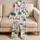 Tropical Palm Resort Lounging for Summer Nights, Men's Teen Fit, Soft Ivory Field Satin Pajamas Set - 5